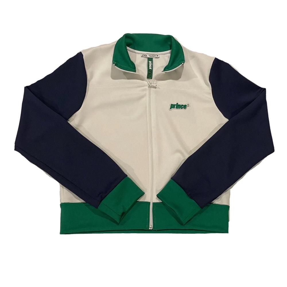 Zara Prince Collaboration Women’s Tennis Jacket Rare White Green Size Medium